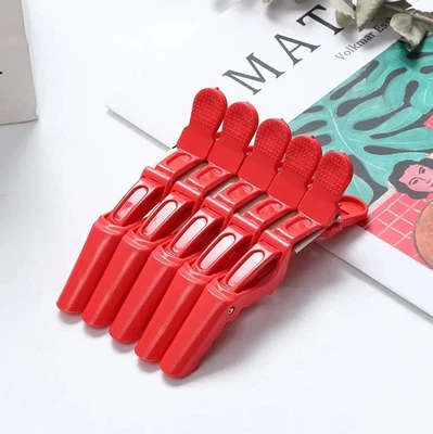 Pinzas para el cabello de cocodrilo 5 piezas - Abrazaderas de sección de plástico de doble bisagra para salón Foto 1 de 4
