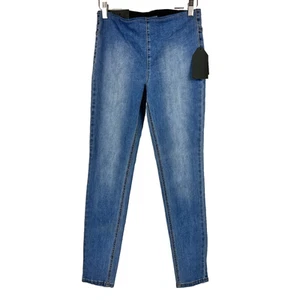 Insanegene Jeans Womens Small Blue Medium Wash Denim Mid Rise Skinny Pull On - Picture 1 of 10