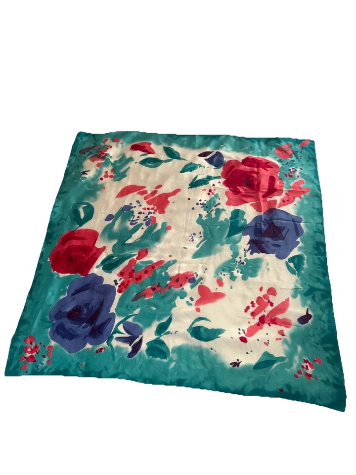 "Bufanda de seda floral abstracta vintage Georgiou 30"" cuadrada" Foto 1 de 4