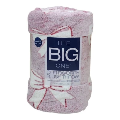 The Big One Plush Throw Blanket Faux Fur Oversized Supersoft Bow Pattern 5'x6' - Image 1 of 4