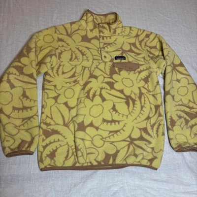 Chaqueta polar Patagonia Synchilla Pullover para mujer mediana amarilla floral Snap-T Foto 1 de 4
