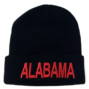 ALABAMA City Cap Embroidered Cuff Beanie Winter Hat Cuffed Black New - Picture 1 of 2