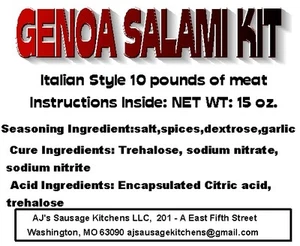GENOA SALAMI complete sausage kit for 10 lbs, Everything except the meat & WINE - Picture 1 of 7