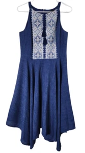 White House Black Market WHBM Womens Sz 8 Sleeveless Swing Dress Midi Lined Blue - Picture 1 of 4