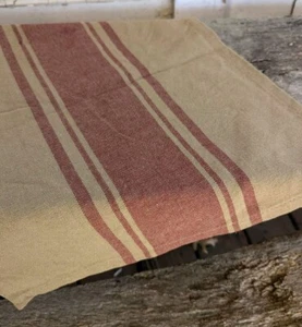New Primitive Stripe Table Runner Red Tan 32" Colonial Coverlet Short Grain Sack - Picture 1 of 1