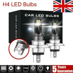 1 Pair H4 Combo LED Mini Headlight Kit High Low Beam 120W 30000LM 6000K Bulbs UK - Picture 1 of 11
