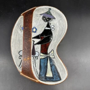 Rare 1950's Marcello Fantoni Italian Ceramic Leather Encased Tray Dish - Picture 1 of 16
