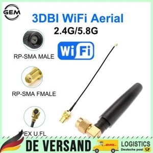 RP-SMA IPEX WiFi Antenne 1x WLAN Antenne 3dbi 5cm Für WiFi Pigtail Router PC - Afbeelding 1 van 10
