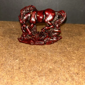 Vintage Red Cinnabar Horse Figurine Sculpture Equestrian - Picture 1 of 11