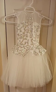 Costume Gallery White & Silver Sequin Girls Size MC (7-10) Dance Wear 20533 New - Picture 1 of 4
