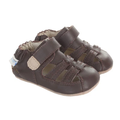 Robeez Colorblock Sandals Mini Shoes infant Boys Size 2 ( 3-6 M ) Brown Leather - Image 1 of 4