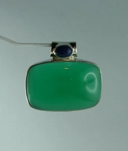 Edelstein Anhänger grüner Onyx und Lapislazuli 925 Sterling Silber - Bild 1 von 3