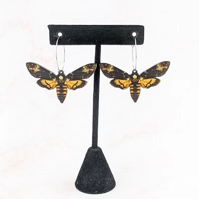 Pendientes Deaths Head Moth Rarezas Curiosidad Mística Joyería Acrílico Foto 1 de 4