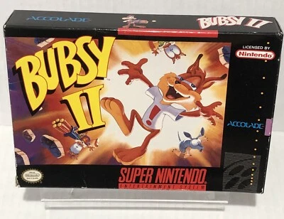 Bubsy II SNES (Super Nintendo, 1994) Box, Protector Holder & Dust Cover - Image 1 of 4