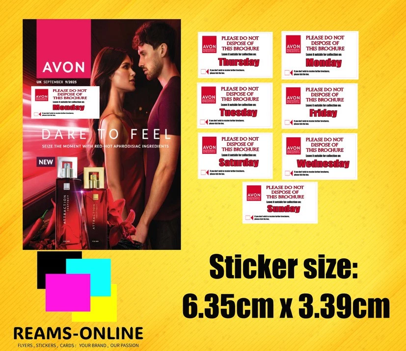 REAMS-ONLINE Avon Brochure Sticker 63.5 x 33.9 mm