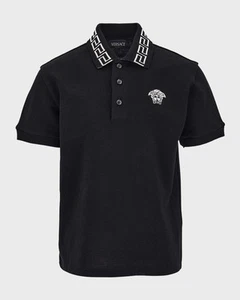 Versace Boys  Greca Polo Shirt  Black Size 12A - Picture 1 of 11
