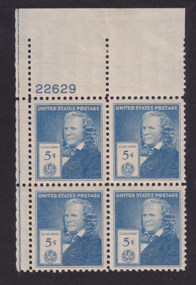 US 892 5c x 4 MHVF UL P#22629 Bo4 HINGE ON MARGIN PART FROM 1940 MAKING THEM NH - Image 1 of 2