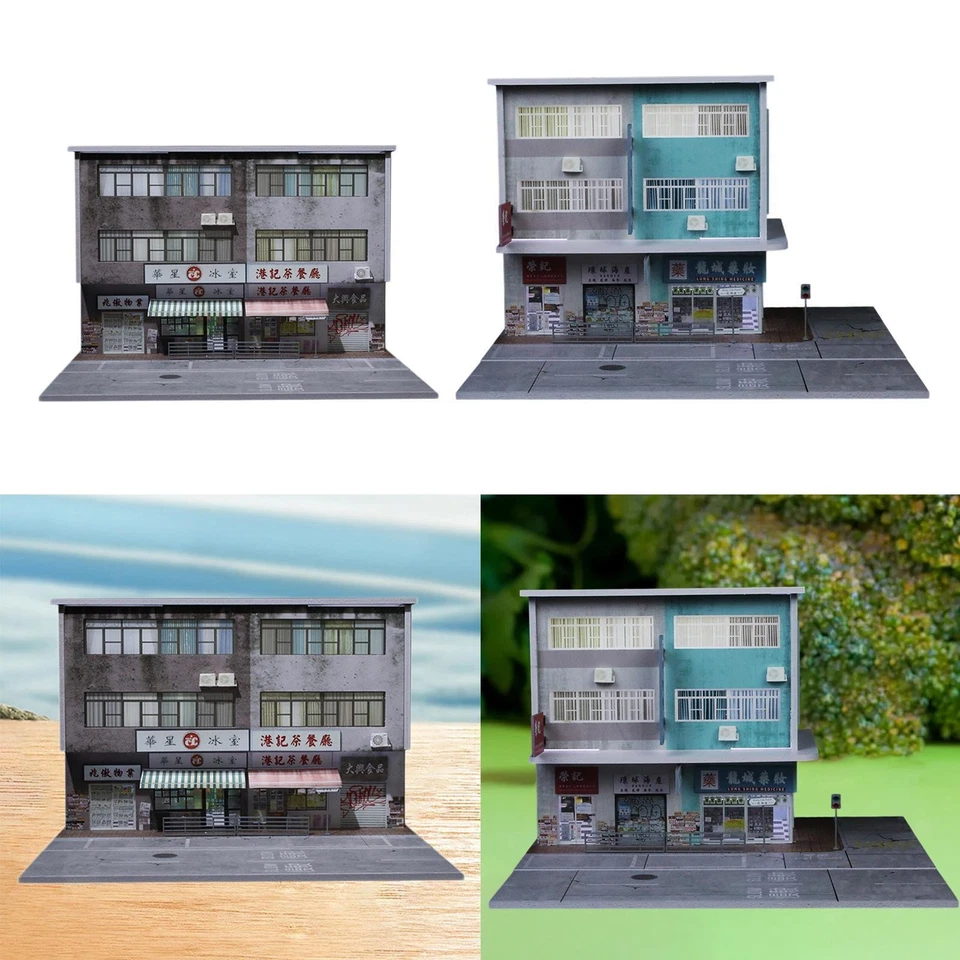 Modello di scena di strada Hong Kong in scala 1/64 con parcheggio per auto - Immagine 1 di 1