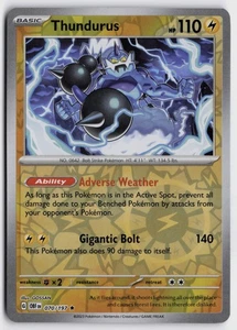 Pokemon Thundurus 070/197 Reverse Holo Rare SV03: Obsidian Flames NM - Picture 1 of 2