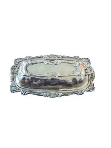 Vtg. Lightweight, silver plated, butter dish with lid & glass insert. Victorian - Picture 1 of 8
