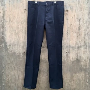 VTG LEVIS POLYESTER Slacks Pants Men 44X34 (43X33.75 Actual) Navy Blue Straight - Picture 1 of 12