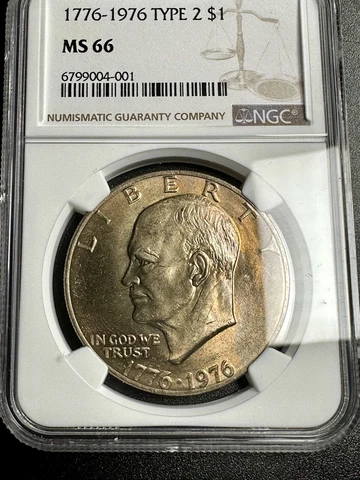 1976-P Type 2 Eisenhower Dollar NGC MS66 - Top Grade Exact Coin in Photos Cover