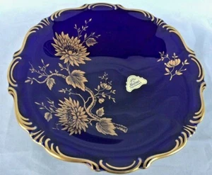 Hermosa placa vintage azul cobalto y dorada de Lindner Alemania Occidental - Imagen 1 de 3