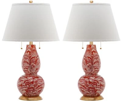 Abajur de mesa SAFAVIEH colorido redemoinhos vidro (conjunto de 2) | Laranja / Branco | - Imagem 1 de 4