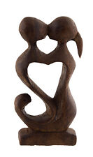 Statue Abstract Couple Lovers Wood 10 CM Union Heart Kiss Fusional 25319