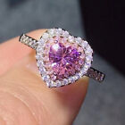 925 Sterling Silver Purple Heart Crystal Elegant Ring Womens Girls Gifts