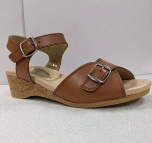 Worishofer 711P Women's TAN Leather Cork Wedge strap Sandal US 9 EU 40 - Picture 1 of 4