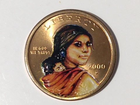 2000 P SACAGAWEA COLORIZED $1 GOLDEN COLOR COIN  USA UNC BU Cover