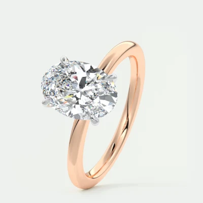 Women Diamond Wedding Ring Lab Grown Oval 2 Carat IGI Certified 14k  Rose Gold - Image 1 of 4
