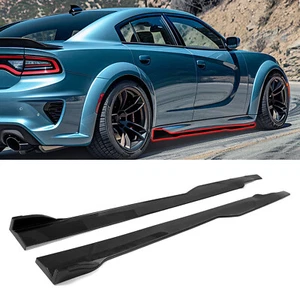 For Dodge Charger SRT RT 2015-2023 Carbon Fiber Look Side Skirt Rocker Panels - Picture 1 of 15