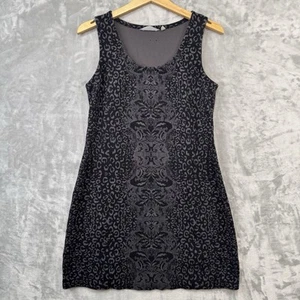 Athleta Shayla Sheath Dress Womens S Black Gray Ponte Knit Leopard Mini Stretch - Picture 1 of 14