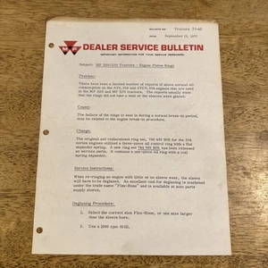 1977 Massey Ferguson MF 1105/1135 Tractors Engine Piston Rings Service Bulletin - Picture 1 of 3