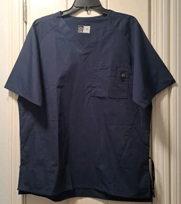 WonderWink Modern Fit Navy VNeck Short Sleeve Scrub Top Men's Size Medium - Image 1 of 4
