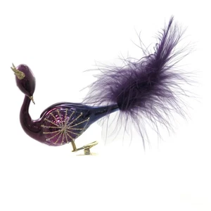 Golden Bell Collection Merlot & Gold Clip On Peacock Ornament Bird Feather Crown - Picture 1 of 2