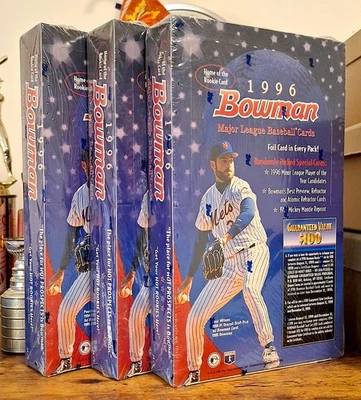 (3) Lote de caja de pasatiempo sellada de béisbol Bowman 1996 (24 paquetes) ¿Refractor atómico? Foto 1 de 3
