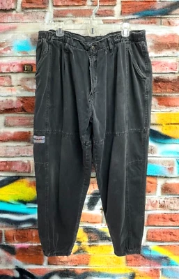 Pantalones holgados de patinador deportivo graffiti negro envejecido de colección años 90 grunge Rave 36"x30" Foto 1 de 4