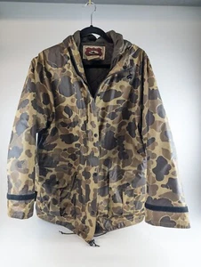 LL Bean Womans MEDIUM Maine Guide Camo Rain Coat PVC Thinsulate Lined Duck Hunt - Picture 1 of 14