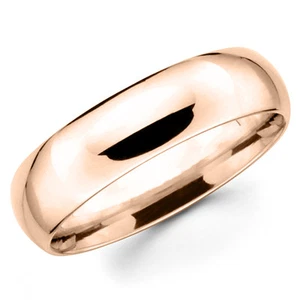 14K Solid Rose Gold 6mm Comfort Fit Men's and Women's Wedding Band Ring - Picture 1 of 3