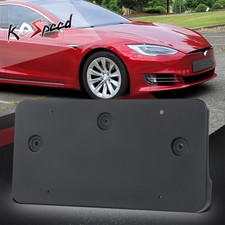 Black Front Bumper License Plate Mount Bracket Holder Cover for 12-16 Tesla S