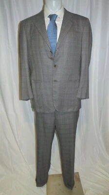 Kiton 13.2 Micron Super 210 Gray Plaid Three Button Suit 42R - Image 1 of 4