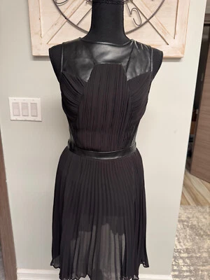 Marciano by GUESS Women's Faux Leather Pleated Midi Dress - Size 4 - Black - Image 1 of 4