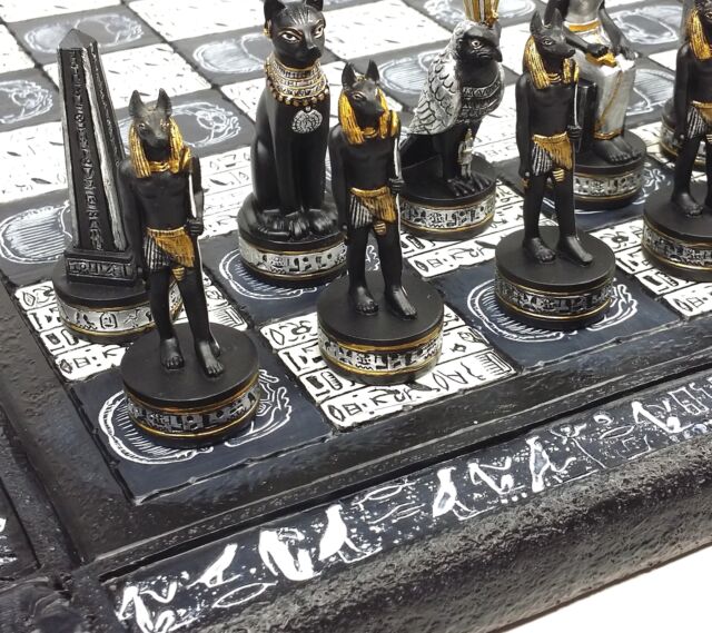 Custom Made Egyptian Goods Home Game Chess Set With Ankh Battlefield Board  Gift