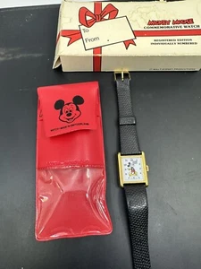 Bradley Disney Analog Manual Men Mickey Mouse Hand-Wound Square Unisex Vintage 7 - Picture 1 of 12
