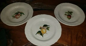 3 Fruit Flowered 8.25 inch plates MADE IN ITALY for Neiman beveled - Picture 1 of 7