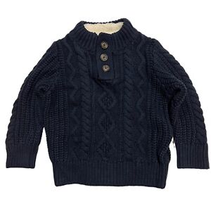 NWT GAP Baby Boy Pullover Sweater 18-24M Blue Sherpa