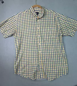 Basic Editions Men's Multicolored Plaid Button-Up Short Sleeve Dress Shirt Med - Picture 1 of 5